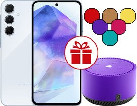 Телефон Samsung Galaxy A55 SM-A556E 8GB/128GB + Яндекс Станция Лайт (голубой)