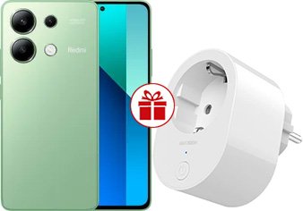 Телефон Xiaomi Redmi Note 13 8GB/512GB с NFC международная версия (мятно-зеленый) и Xiaomi Smart Plug 2 Wi-Fi по акции