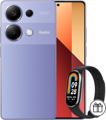 Телефон Xiaomi Redmi Note 13 Pro 4G 12GB/512GB с NFC международная версия (лавандовый) и Xiaomi Smart Band 8 (серый) по акции