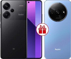 Телефон Xiaomi Redmi Note 13 Pro+ 5G 12GB/512GB с NFC международная версия (полуночный черный) и Redmi A3 3GB/64GB (звездный синий) по акции