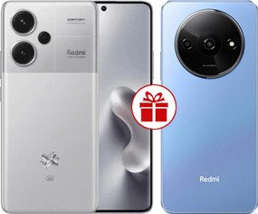 Телефон Xiaomi Redmi Note 13 Pro+ 5G 12GB/512GB с NFC международная версия (серебристый) и Redmi A3 3GB/64GB (звездный синий) по акции