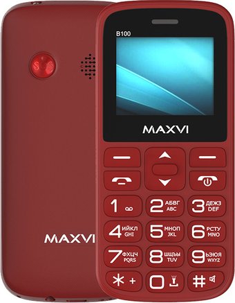 Телефон Maxvi B100 (винный красный)