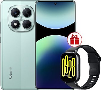 Телефон Xiaomi Redmi Note 14 Pro 5G 12GB/256GB международная версия (зеленый) + умные часы Xiaomi Redmi Watch 5 Active (черный) по акции