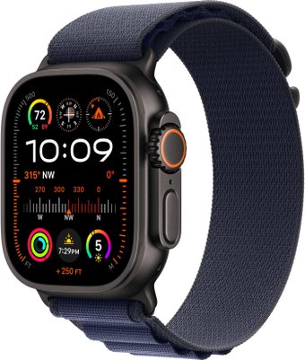 Умные часы Apple Watch Ultra 2 LTE 49 мм (титановый корпус, черный/синий, ремешок из полиэстера M)
