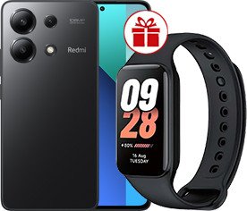 Телефон Xiaomi Redmi Note 13 6GB/128GB с NFC международная версия (полуночный черный) и Xiaomi Redmi Band 8 Active (черный) по акции