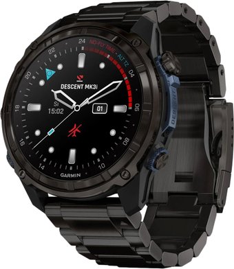 Умные часы Garmin Descent Mk3i 51 мм (карбоново-серый титан, с черным титановым браслетом)