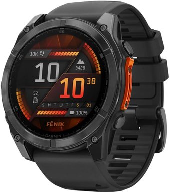 Умные часы Garmin Fenix 8 51мм (серый, черный силиконовый ремешок)