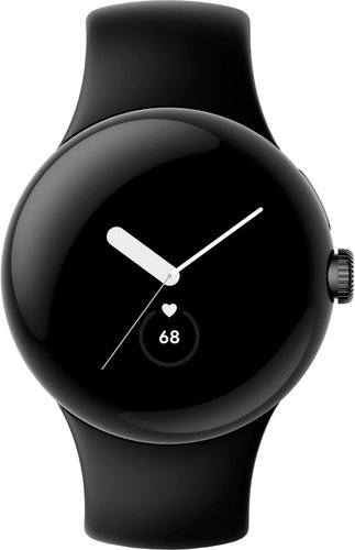 Умные часы Google Pixel Watch LTE (матовый черный/обсидиан, спортивный силиконовый ремешок)