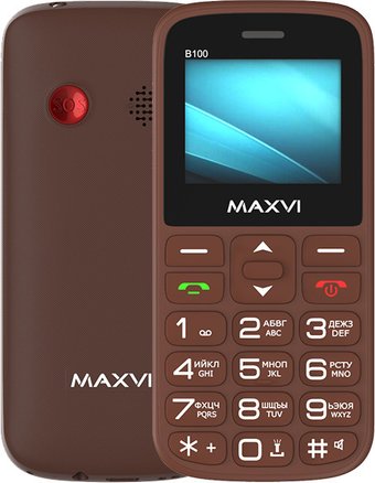 Телефон Maxvi B100 (коричневый)