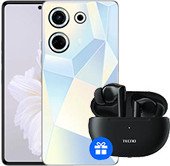 Телефон Tecno Camon 20 Pro 8GB/256GB + Tecno TWS Earphone BD03 (белый ледник)