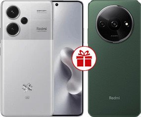 Телефон Xiaomi Redmi Note 13 Pro+ 5G 12GB/512GB с NFC международная версия (серебристый) и Redmi A3 3GB/64GB (зеленый лес) по акции