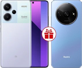Телефон Xiaomi Redmi Note 13 Pro+ 5G 8GB/256GB с NFC международная версия (фиолетовое сияние) и Redmi A3 3GB/64GB (звездный синий) по акции