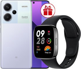 Телефон Xiaomi Redmi Note 13 Pro+ 5G 8GB/256GB с NFC международная версия (фиолетовое сияние) и Redmi Watch 3 Active (черный) по акции