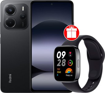 Телефон Xiaomi Redmi Note 14 6GB/128GB международная версия (черный) + умные часы Xiaomi Redmi Watch 3 (черный) по акции