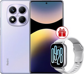 Телефон Xiaomi Redmi Note 14 Pro 12GB/512GB международная версия (фиолетовый) + умные часы Xiaomi Redmi Watch 5 Active (серебристый) по акции