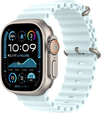 Умные часы Apple Watch Ultra 2 LTE 49 мм (титановый корпус, титановый/светло-голубой, ремешок из эластомера)