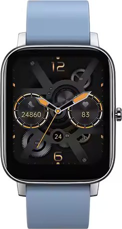 Умные часы Awei H6 (серебристый, с синим силиконовым ремешком)