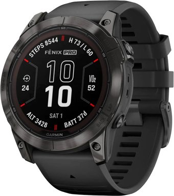 Умные часы Garmin Fenix 7X Pro Sapphire Solar (карбоново-серый титан/черный)