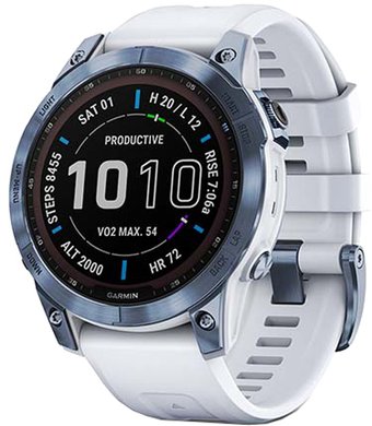 Умные часы Garmin Fenix 7 Sapphire Solar (голубой минерал/белый камень)
