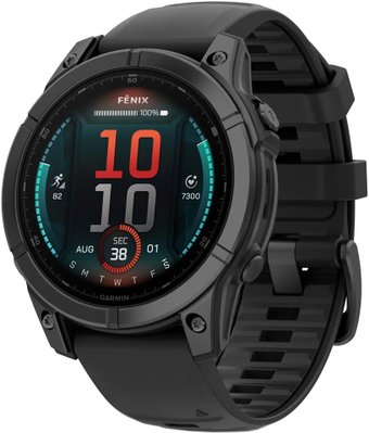 Умные часы Garmin Fenix E 47мм (серая сталь, черный силиконовый ремешок)