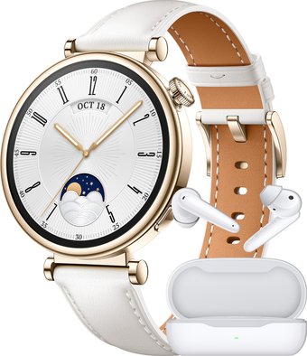 Умные часы Huawei Watch GT 4 41 мм + Huawei Freebuds SE (белый)