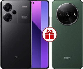 Телефон Xiaomi Redmi Note 13 Pro+ 5G 12GB/512GB с NFC международная версия (полуночный черный) и Redmi A3 3GB/64GB (зеленый лес) по акции