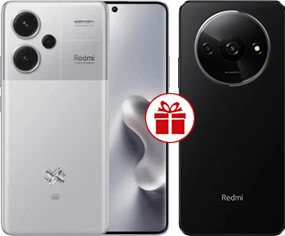 Телефон Xiaomi Redmi Note 13 Pro+ 5G 12GB/512GB с NFC международная версия (серебристый) и Redmi A3 3GB/64GB (полуночный черный) по акции