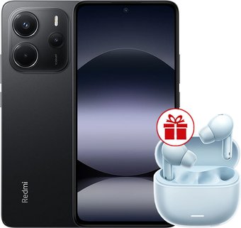 Телефон Xiaomi Redmi Note 14 6GB/128GB международная версия (черный) + наушники Xiaomi Redmi Buds 6 Lite (голубой) по акции