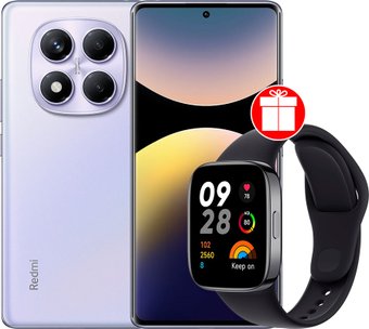 Телефон Xiaomi Redmi Note 14 Pro 12GB/512GB международная версия (фиолетовый) + умные часы Xiaomi Redmi Watch 3 (черный) по акции
