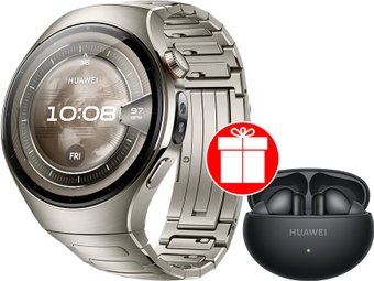 Умные часы Huawei Watch 5 46 мм (титановый, с титановым браслетом, международная версия) + наушники Huawei FreeBuds 6i по акции