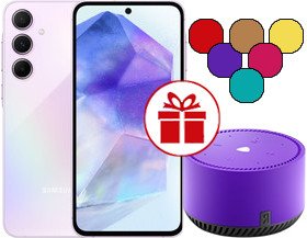 Телефон Samsung Galaxy A55 SM-A556E 8GB/256GB + Яндекс Станция Лайт (лиловый)