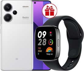 Телефон Xiaomi Redmi Note 13 Pro+ 5G 8GB/256GB с NFC международная версия (лунный белый) и Redmi Watch 3 Active (черный) по акции