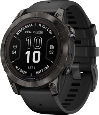Умные часы Garmin Fenix 7 Pro Sapphire Solar (карбоново-серый титан/черный)