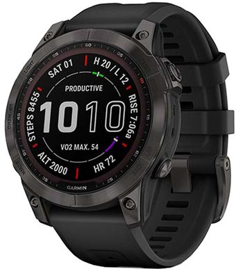Умные часы Garmin Fenix 7 Sapphire Solar (серый карбон/черный)