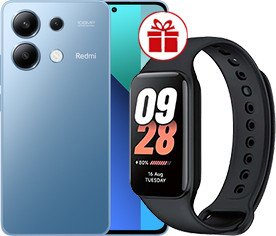 Телефон Xiaomi Redmi Note 13 8GB/256GB с NFC международная версия (ледяной синий) и Xiaomi Redmi Band 8 Active (черный) по акции