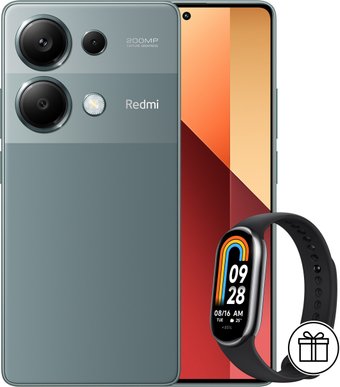 Телефон Xiaomi Redmi Note 13 Pro 4G 8GB/256GB с NFC международная версия (зеленый лес) и Xiaomi Smart Band 8 (серый) по акции