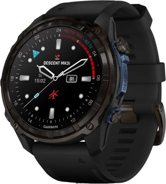 Умные часы Garmin Descent Mk3i 51 мм (карбоново-серый титан, с черным силиконовым ремешком)