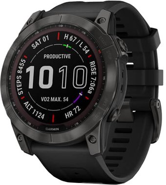 Умные часы Garmin Fenix 7X Sapphire Solar (серый карбон/черный)