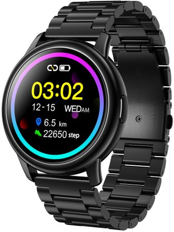 Умные часы Lemfo LF28 (черный/металлический браслет)