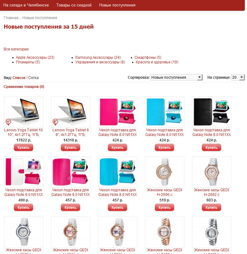 Новые поступления за N дней