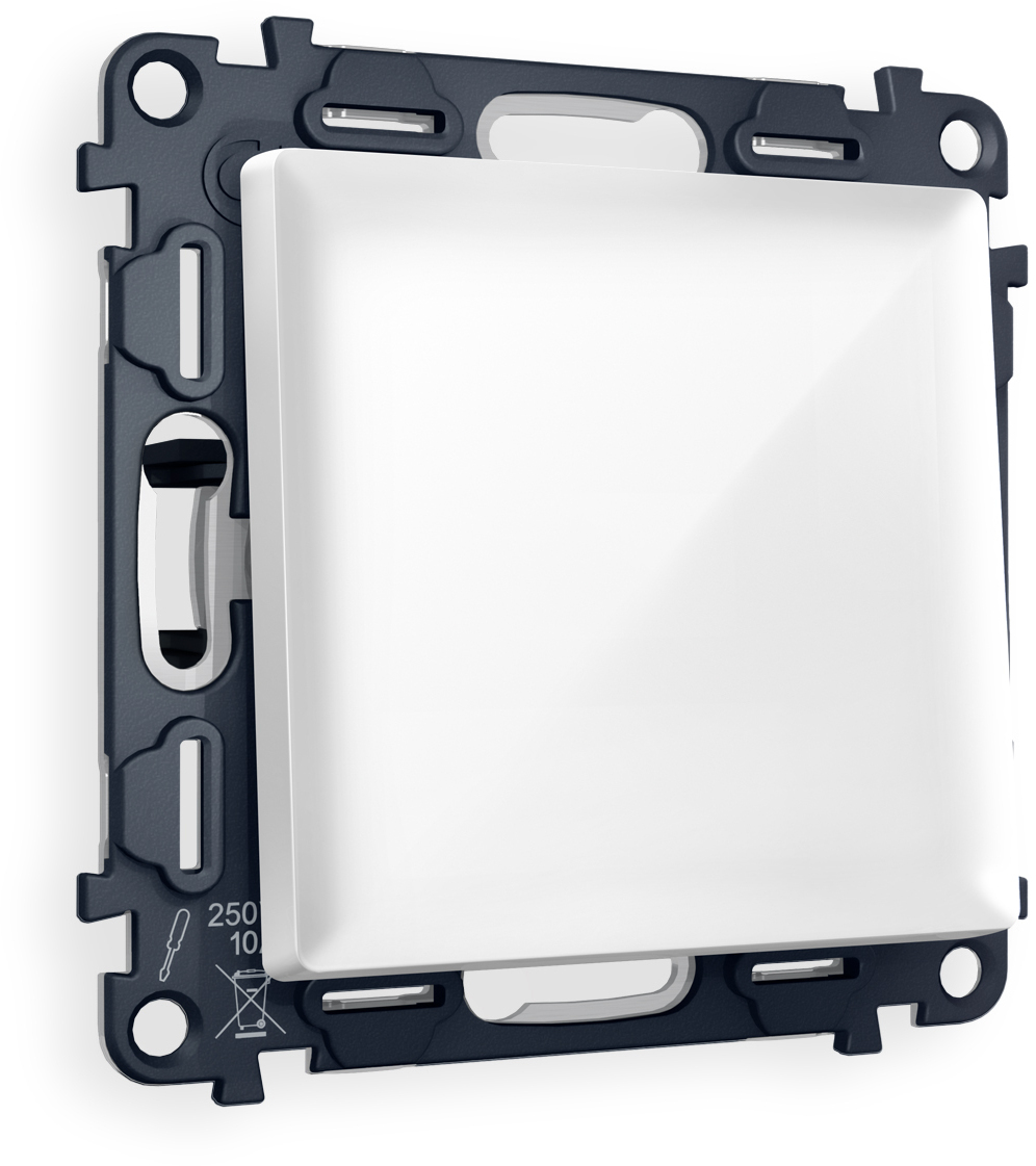 Одноклавишный переключатель (Белый глянец)