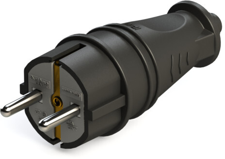 MultiSet Вилка 2К+З прямая каучуковая 16А/250В IP44 Чёрная