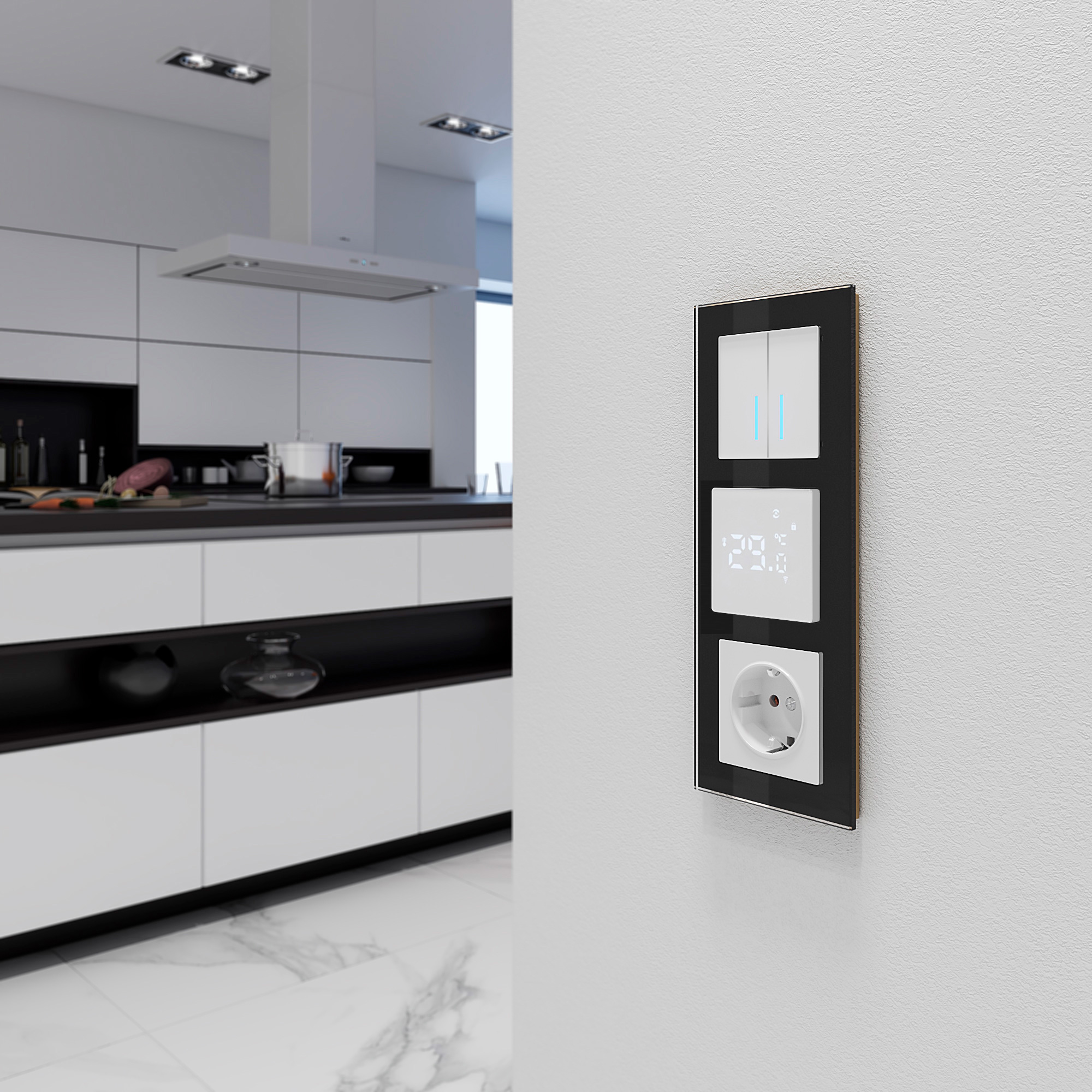 Умный сенсорный терморегулятор  для теплого пола Wi-Fi (белый)