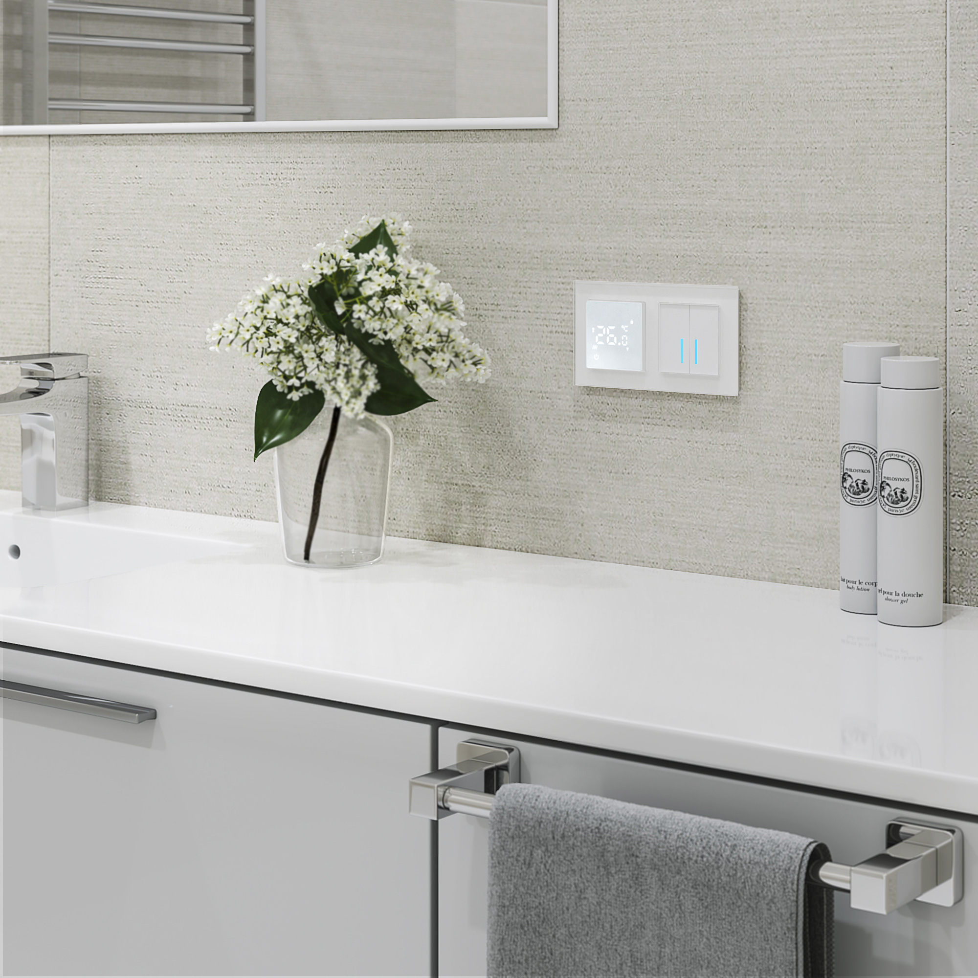 Умный сенсорный терморегулятор  для теплого пола Wi-Fi (белый)