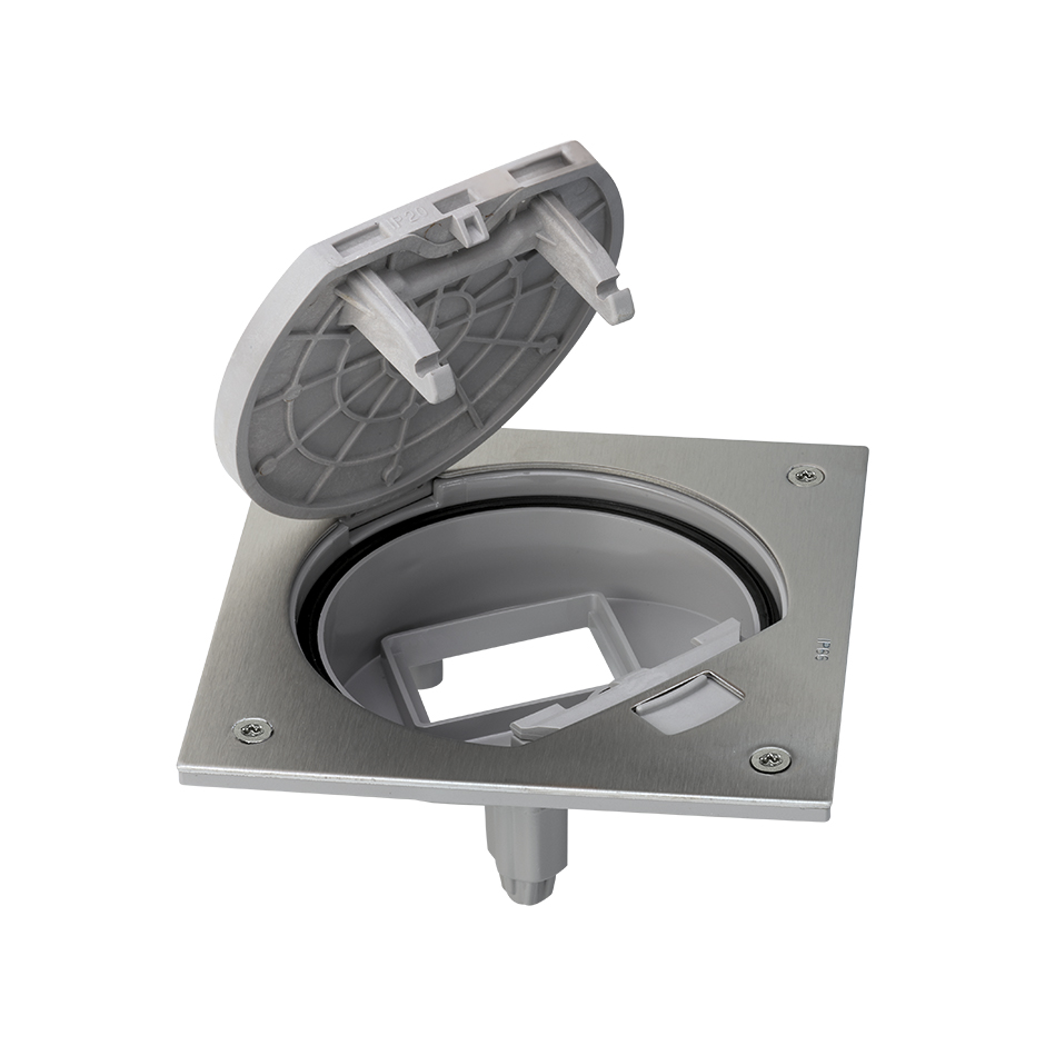 Влагостойкая основа Simon Connect IP66 под 1 модуль K45, с клавишей (нержавеющая сталь)