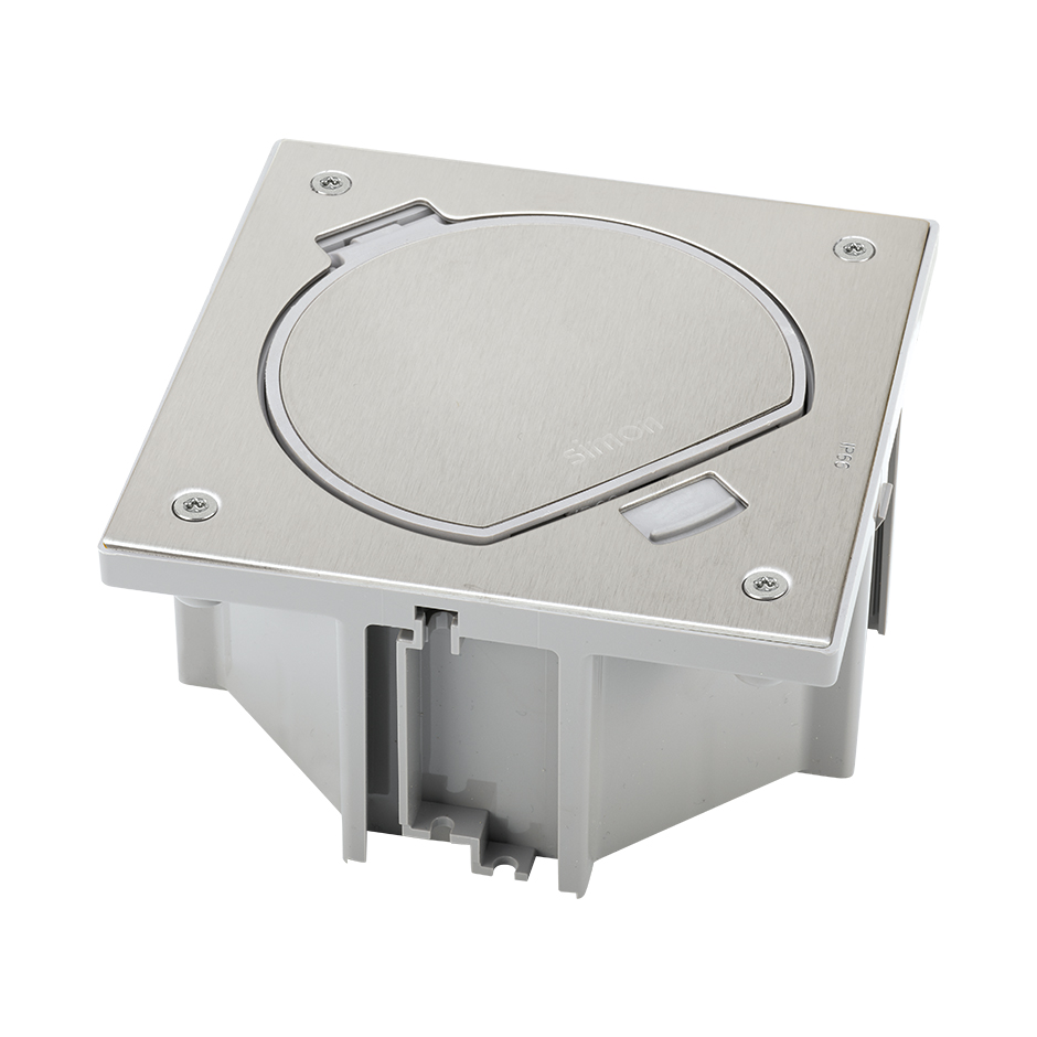 Влагостойкая основа Simon Connect IP66 с розеткой 2к+з и интернет розеткой Cat. 5e UTP (нержавеющая сталь)