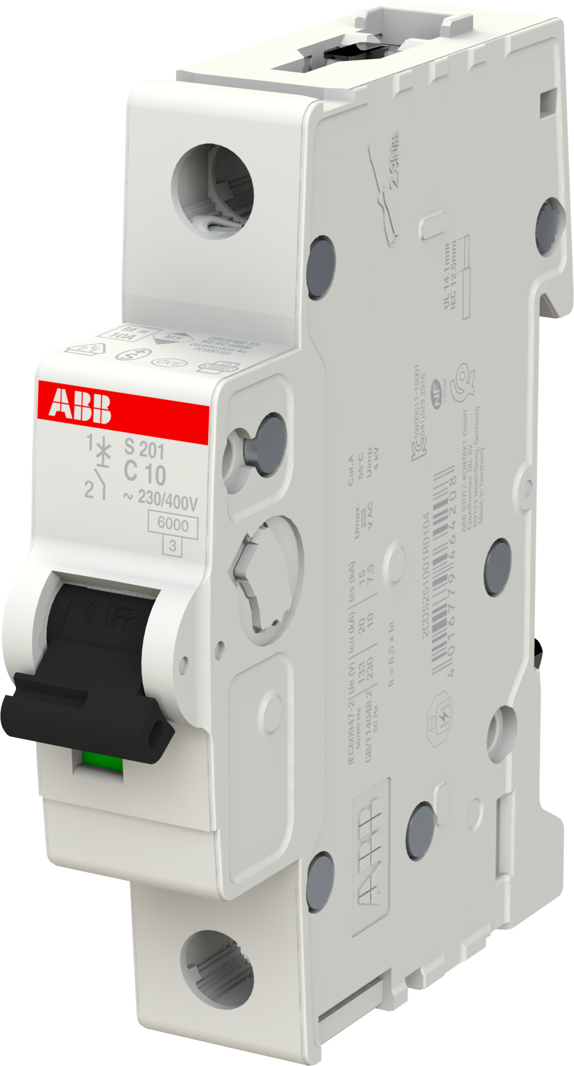 Автоматический выключатель ABB S201 - 1P - 10A - C - 10kA - 1M