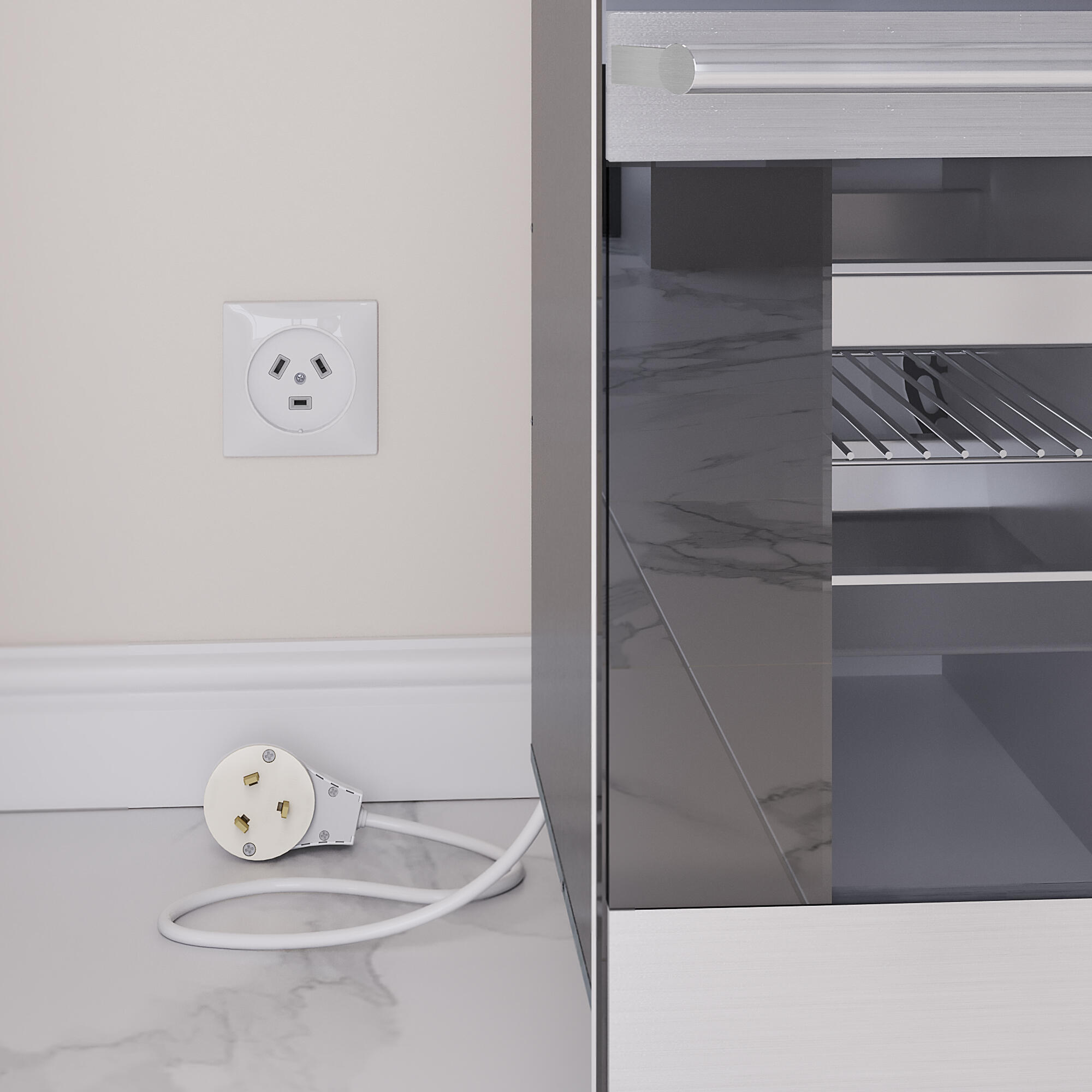 Розетка с вилкой Werkel  для электроплиты 32А 250В, коробка в стену (белый)