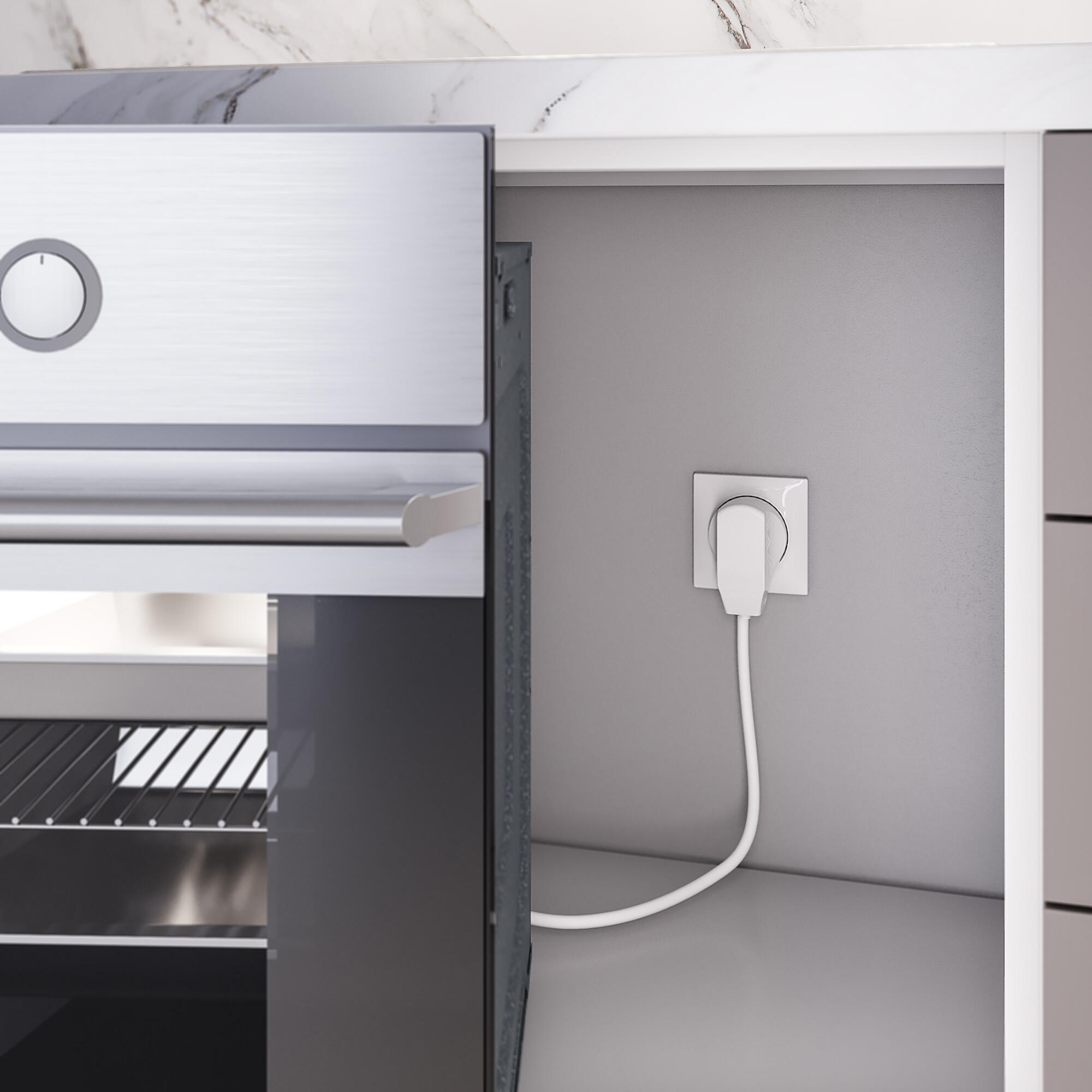 Розетка с вилкой Werkel  для электроплиты 32А 250В, коробка в стену (белый)