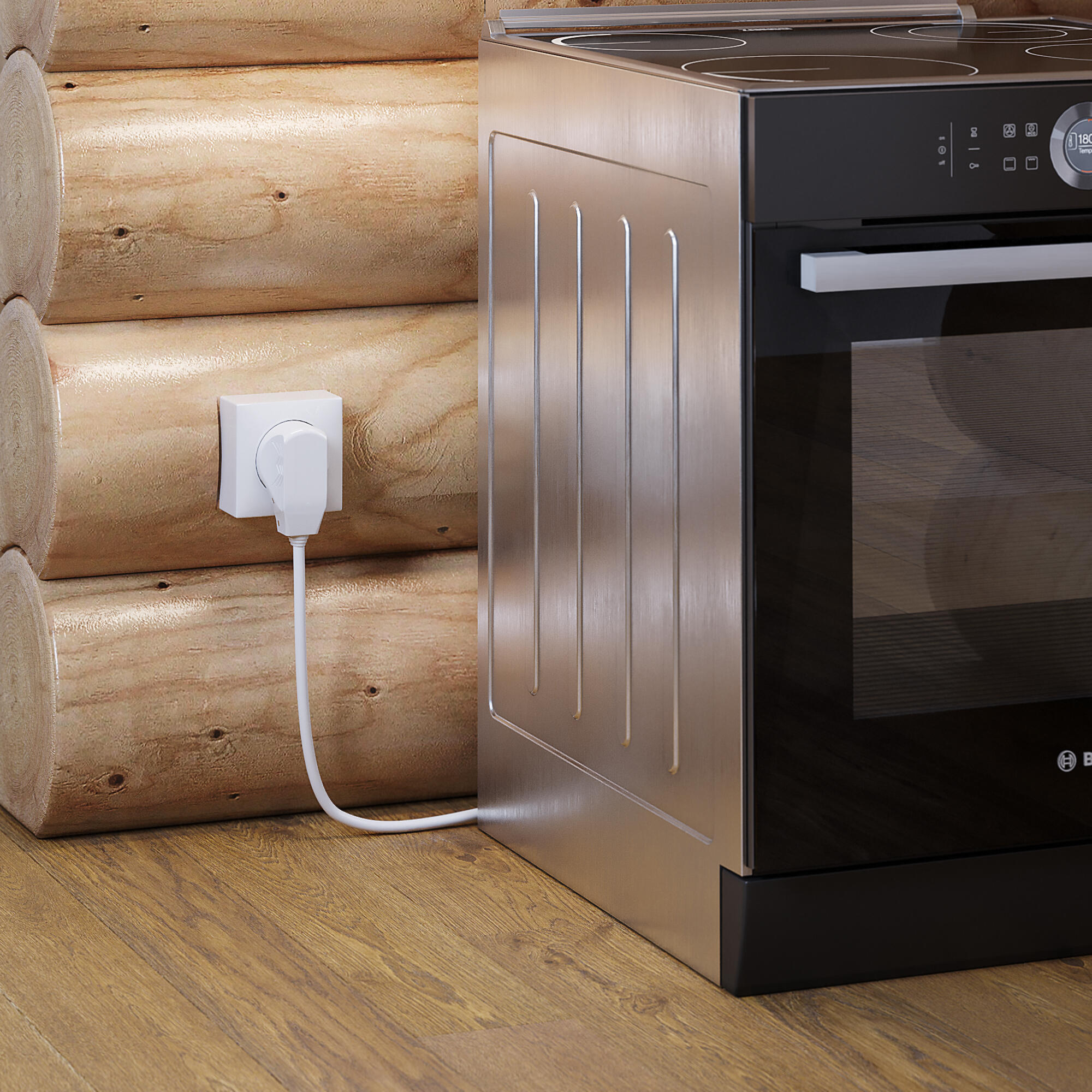 Розетка с вилкой Werkel  для электроплиты 32А 250В, коробка в стену (белый)